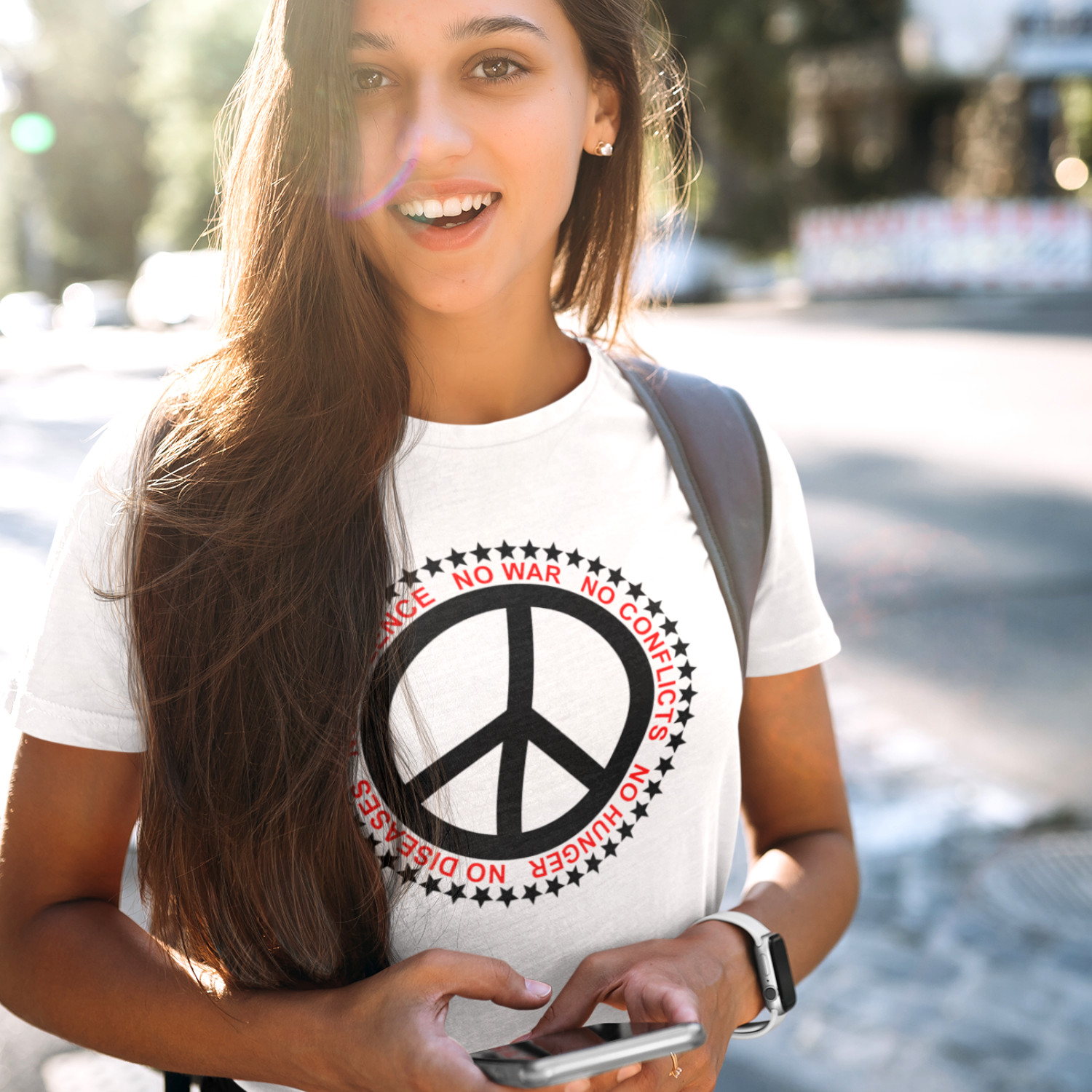 PEACE - dámske tričko biele
