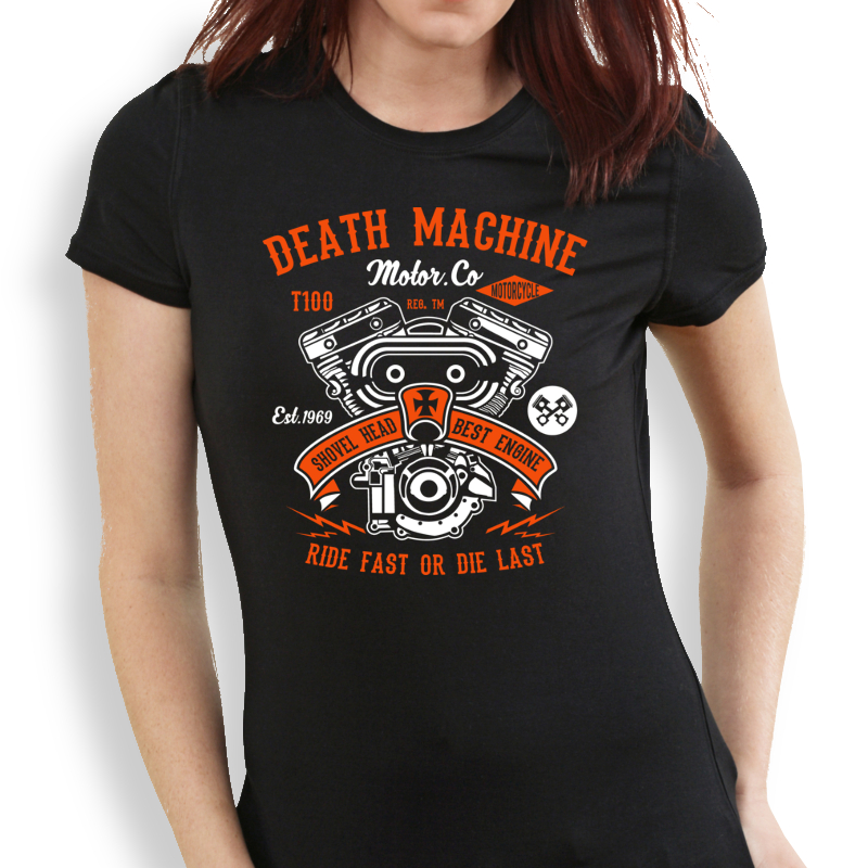 DEATH MACHINE ORANGE - dámske tričko čierne