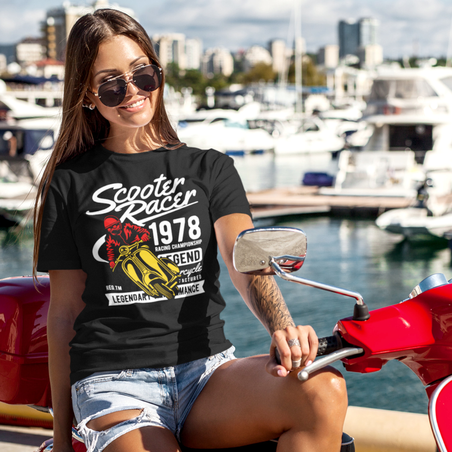 "SCOOTER RACER 78" - dámske tričko čierne