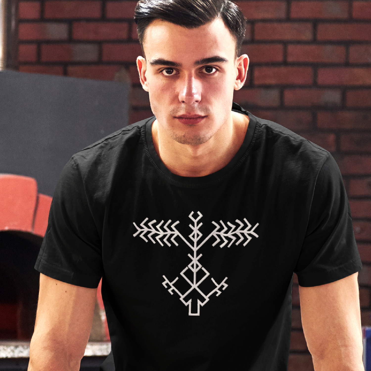 STROM - SVET JAVI - pánske vyšívané tričko čierne