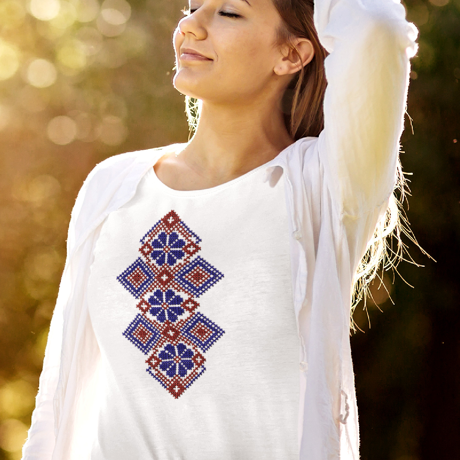 ELENA (Tokajík) - vyšívané dámske tričko biele 