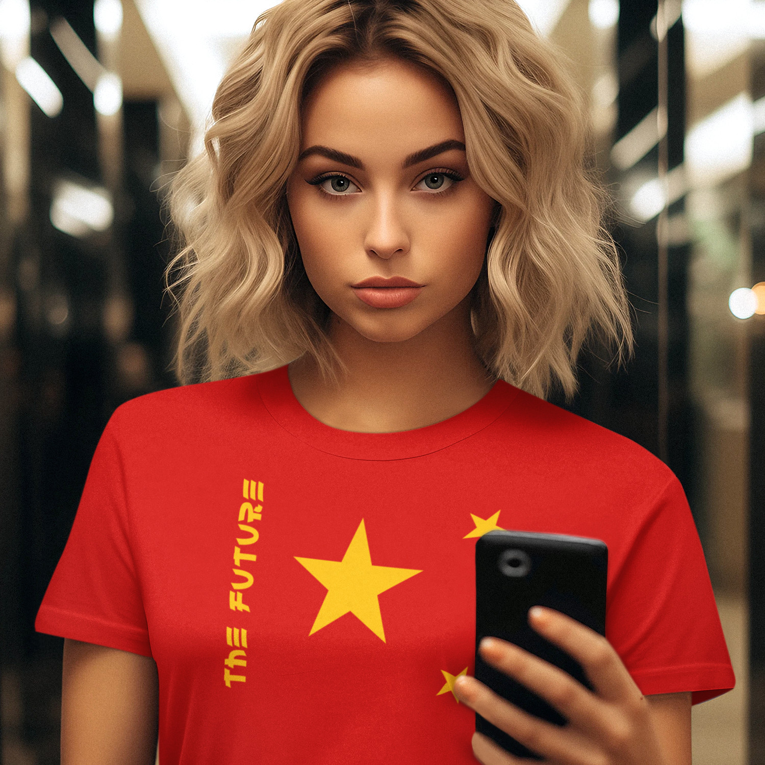 CHINA THE FUTURE - dámske tričko červené