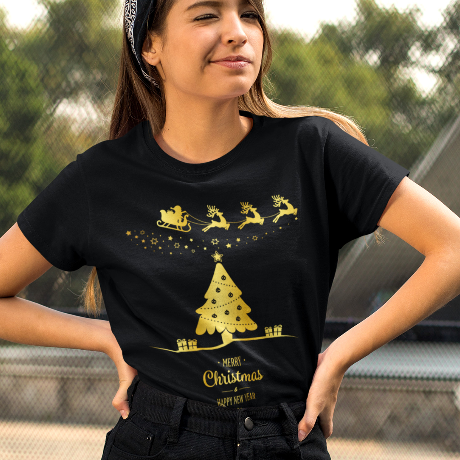 GOLD SANTA - dámske tričko čierne