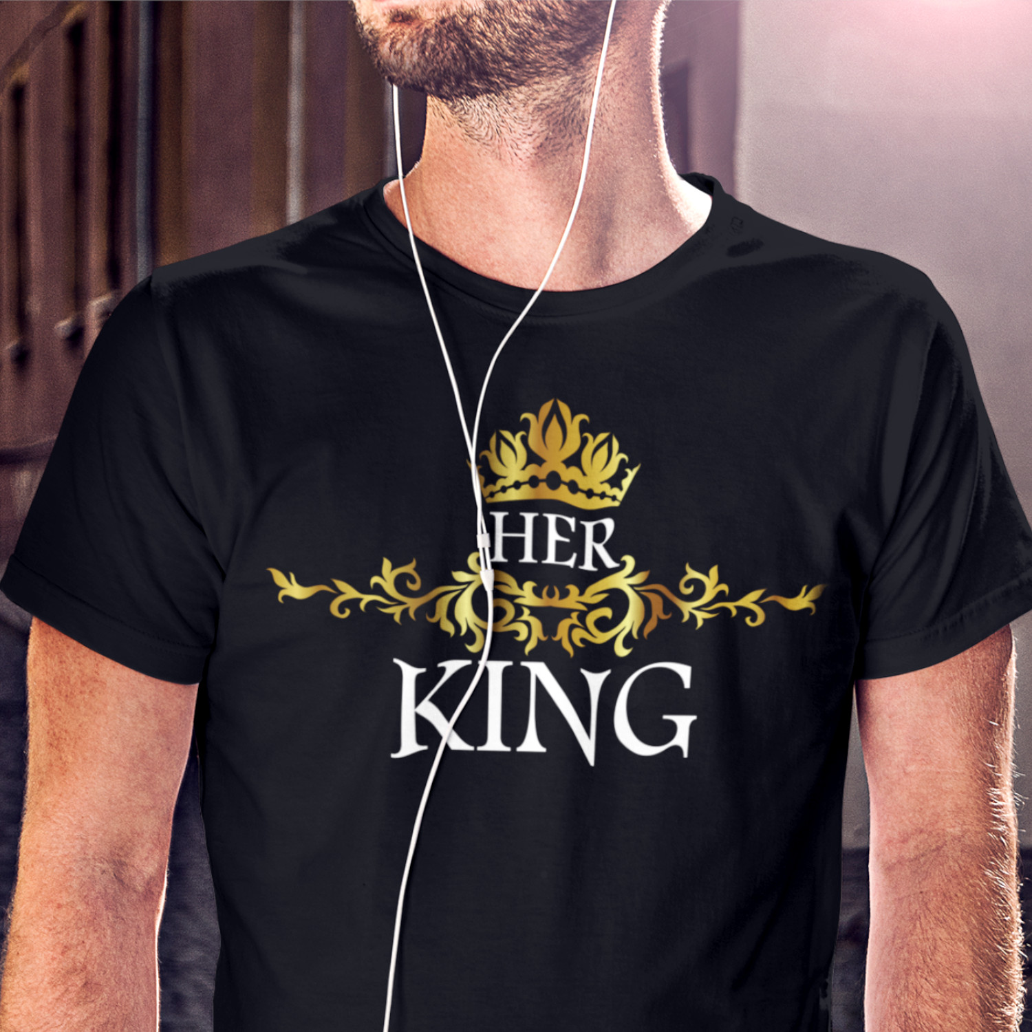 "HER KING" - pánske tričko čierne/biele